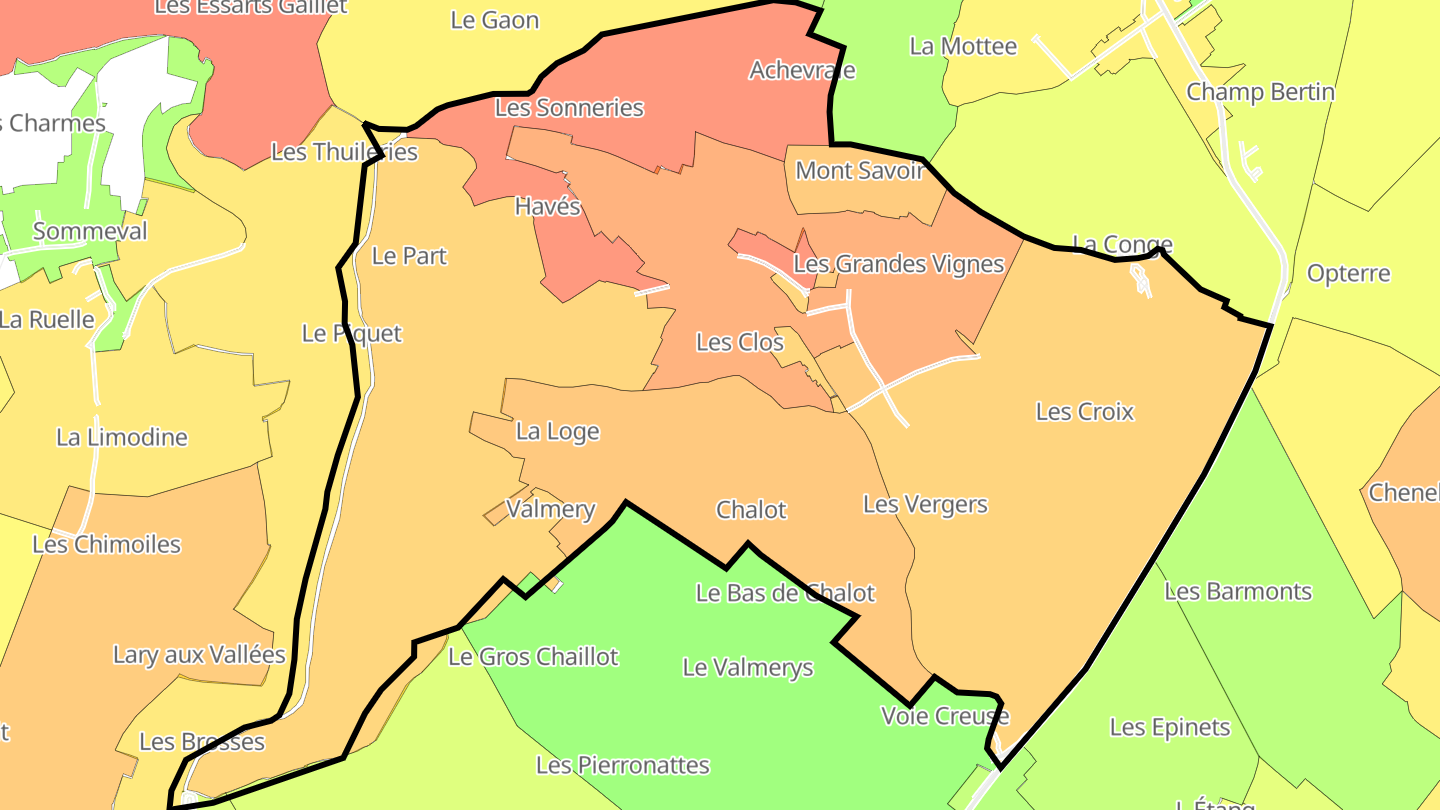 Carte des prix de l'immobilier Javernant