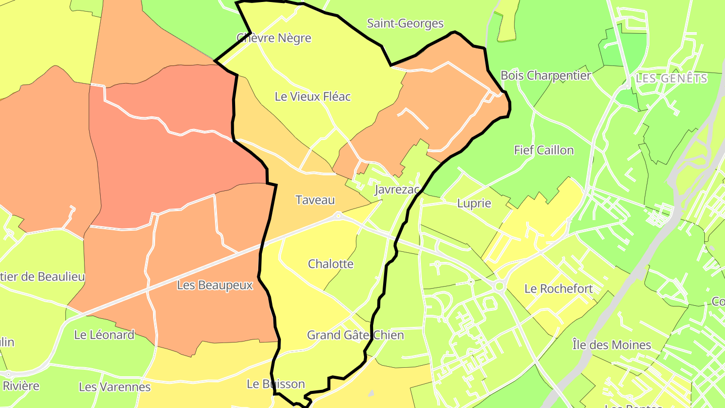 Carte des prix de l'immobilier Javrezac
