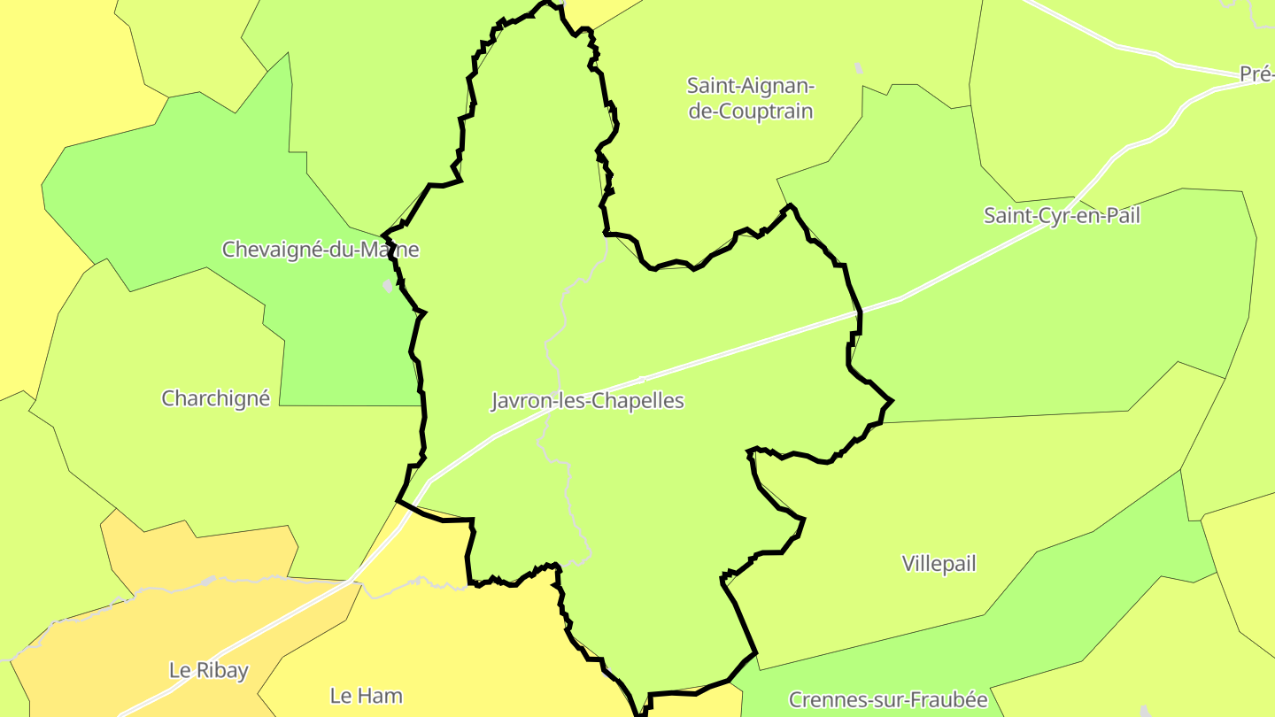 Carte des prix de l'immobilier Javron-les-Chapelles