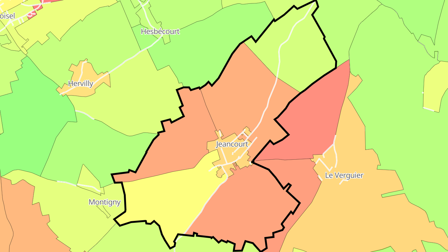 Carte des prix de l'immobilier Jeancourt