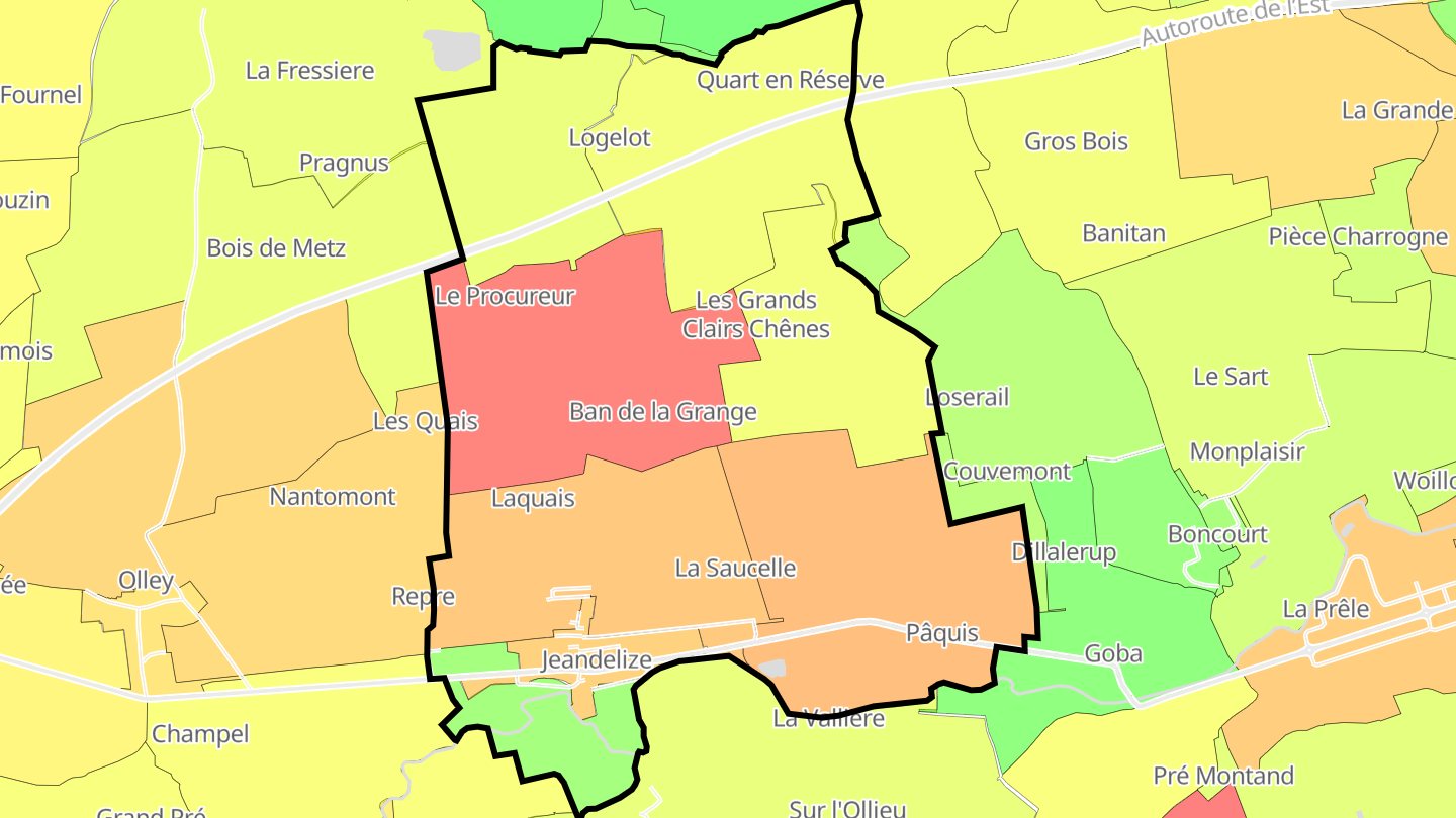 Carte des prix de l'immobilier Jeandelize