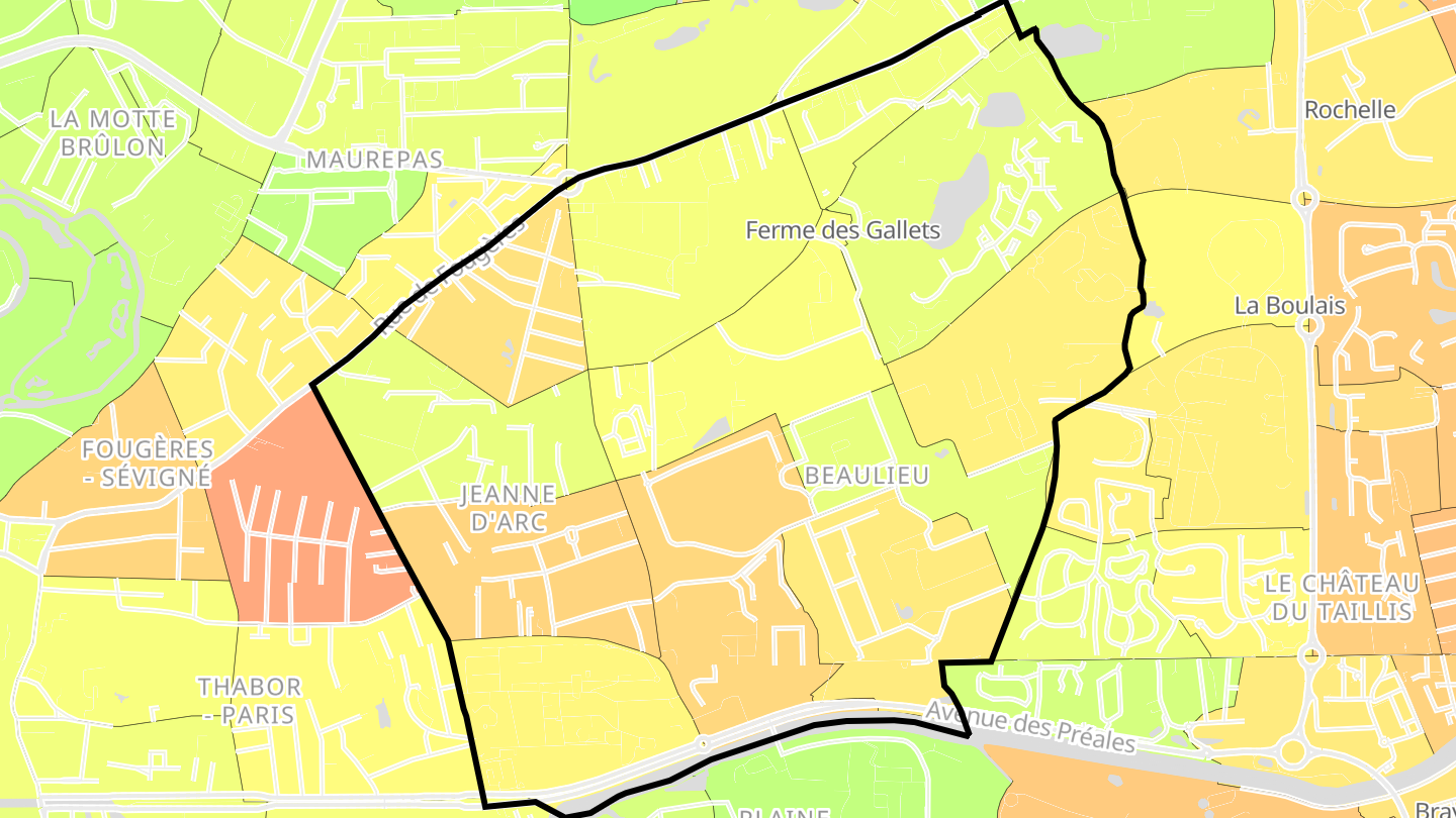 Carte des prix de l'immobilier Jeanne d'Arc - Longs Champs - Beaulieu