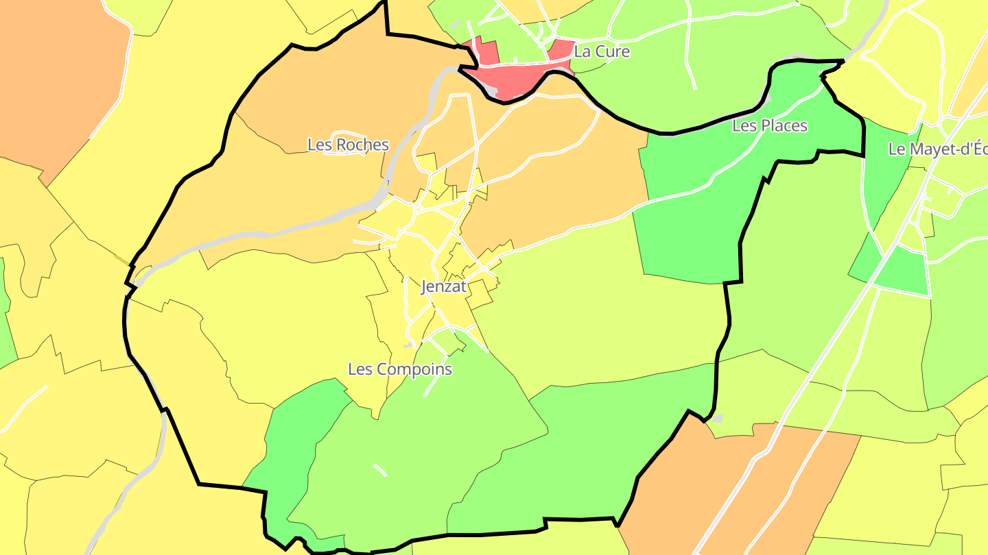 Carte des prix de l'immobilier Jenzat