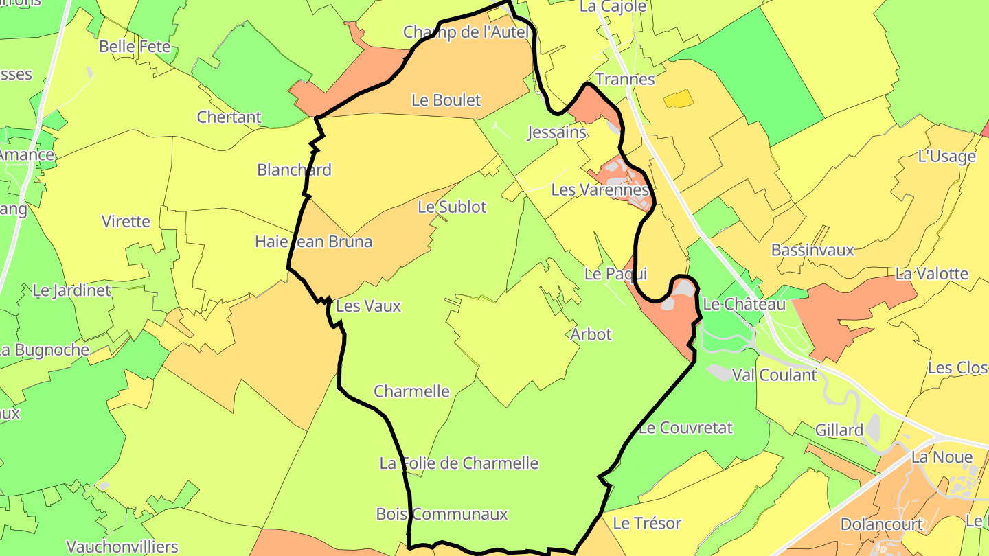 Carte des prix de l'immobilier Jessains