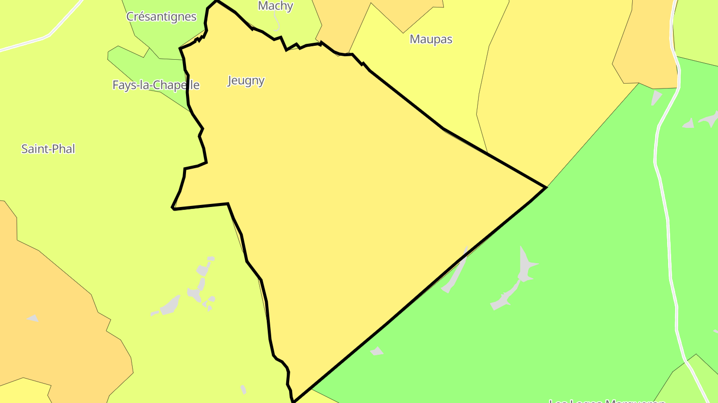 Carte des prix de l'immobilier Jeugny