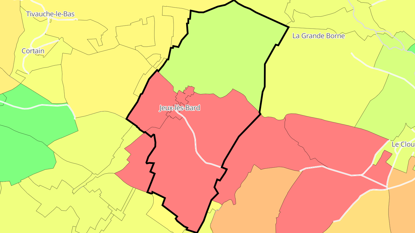 Carte des prix de l'immobilier Jeux-lès-Bard