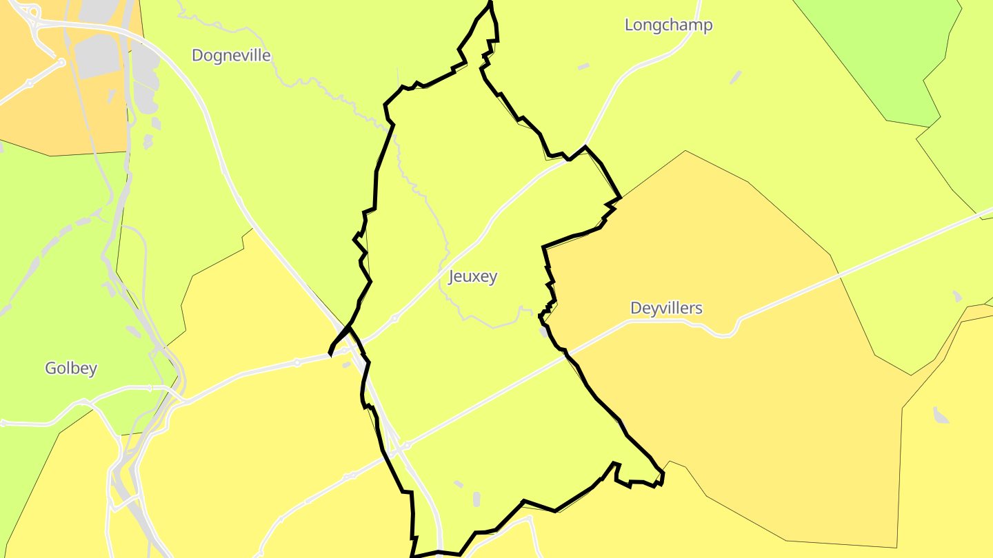 Carte des prix de l'immobilier Jeuxey