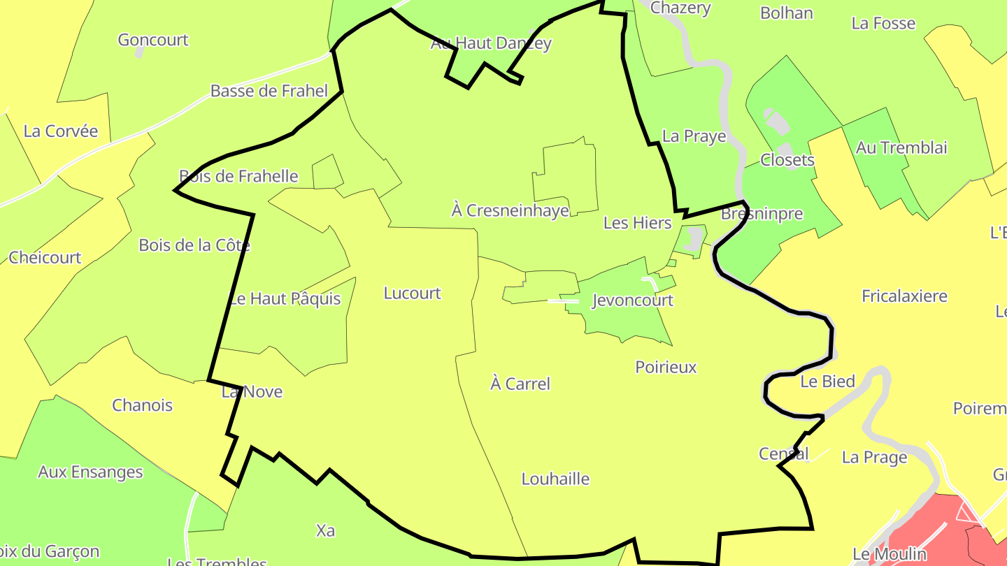 Carte des prix de l'immobilier Jevoncourt