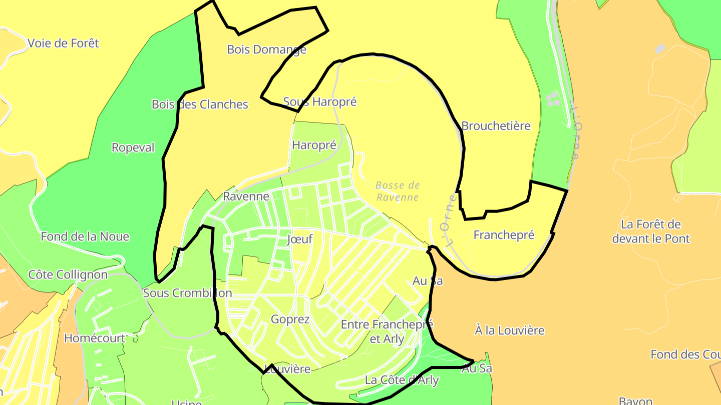 Carte des prix de l'immobilier Jœuf