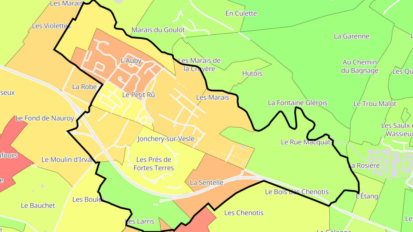 Carte des prix de l'immobilier Jonchery-sur-Vesle