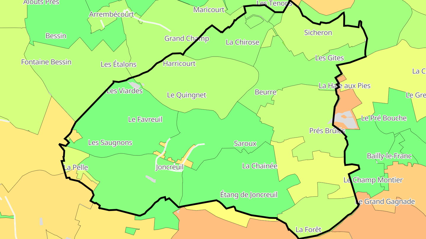 Carte des prix de l'immobilier Joncreuil
