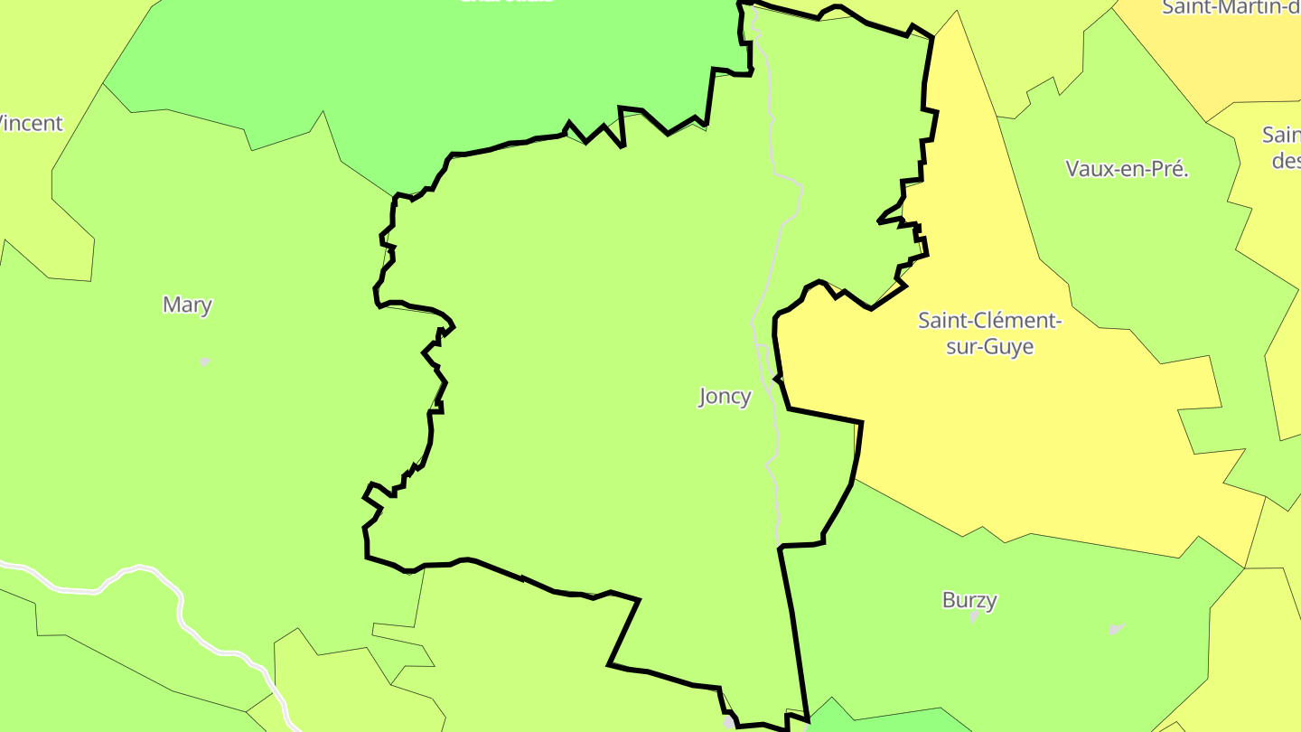 Carte des prix de l'immobilier Joncy