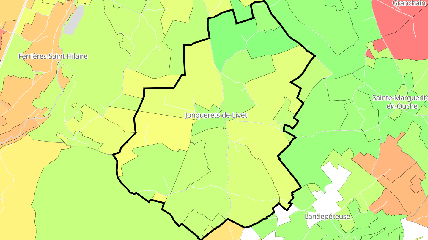 Carte des prix de l'immobilier Jonquerets-de-Livet