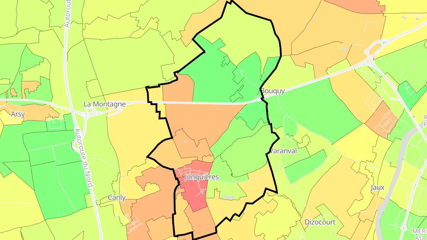 Carte des prix de l'immobilier Jonquières