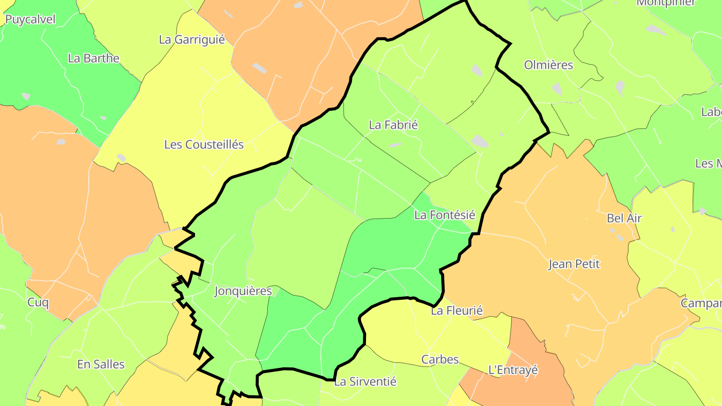 Carte des prix de l'immobilier Jonquières