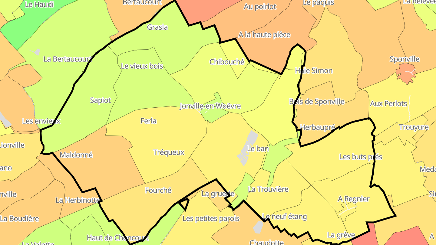 Carte des prix de l'immobilier Jonville-en-Woëvre