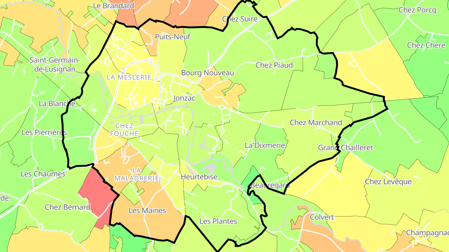 Carte des prix de l'immobilier Jonzac