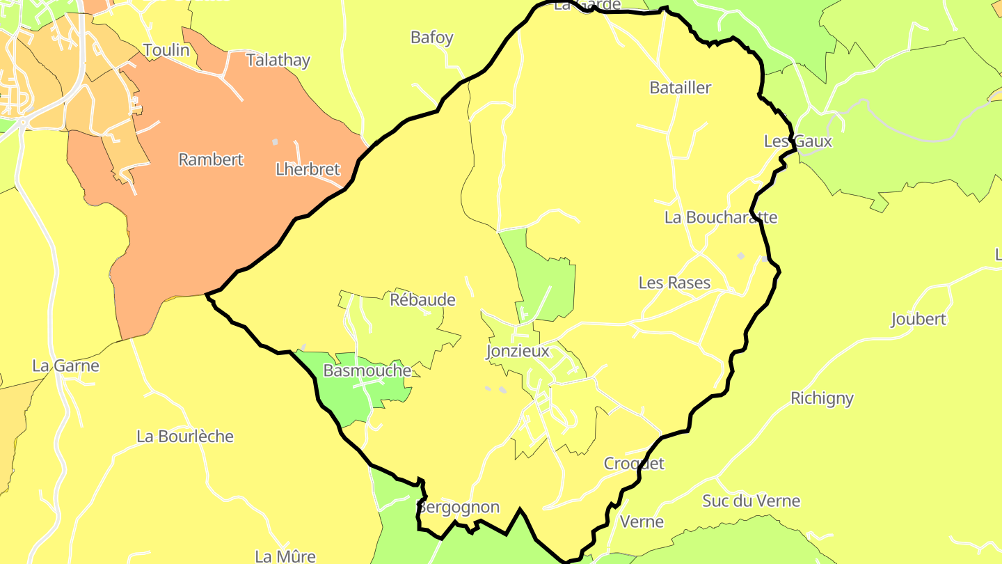 Carte des prix de l'immobilier Jonzieux