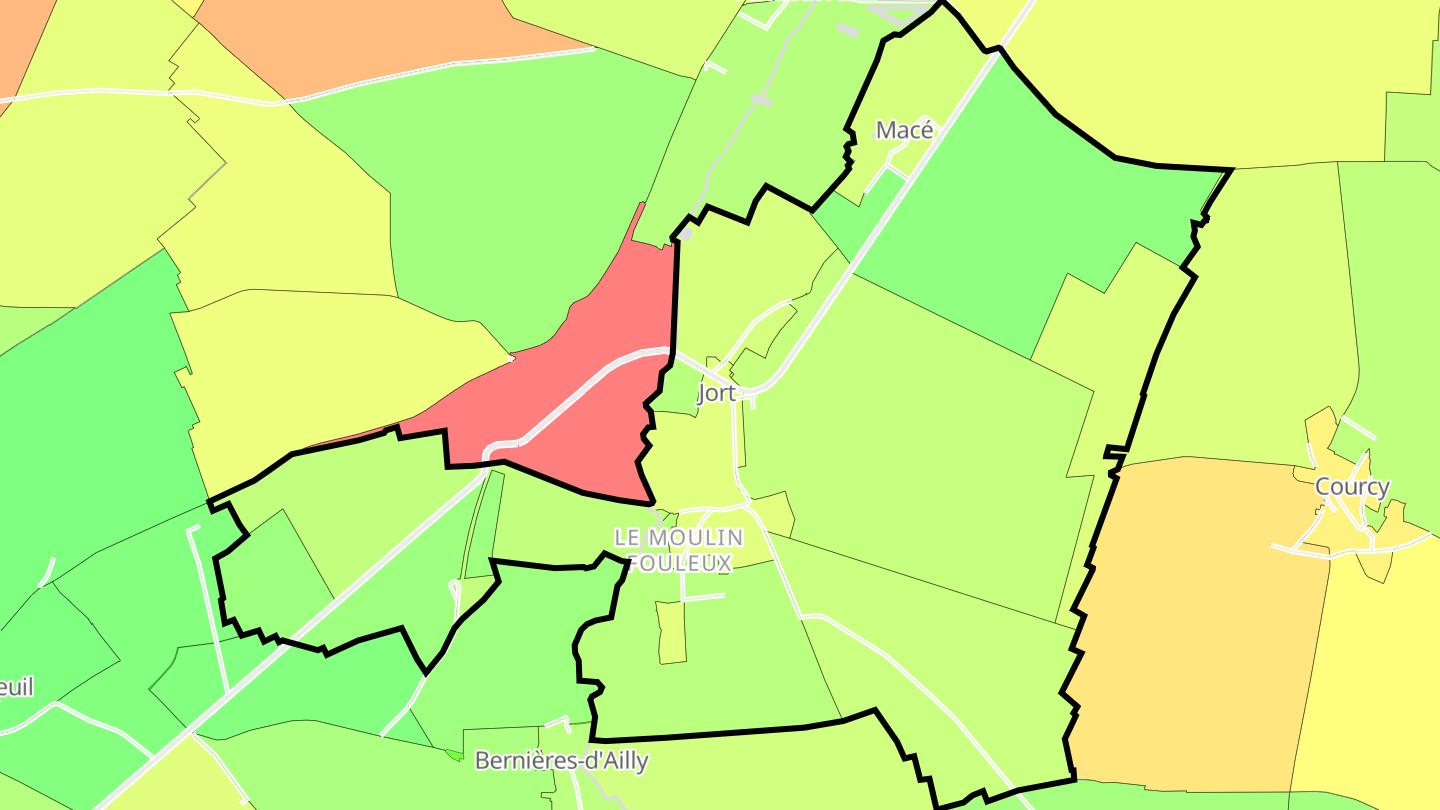 Carte des prix de l'immobilier Jort