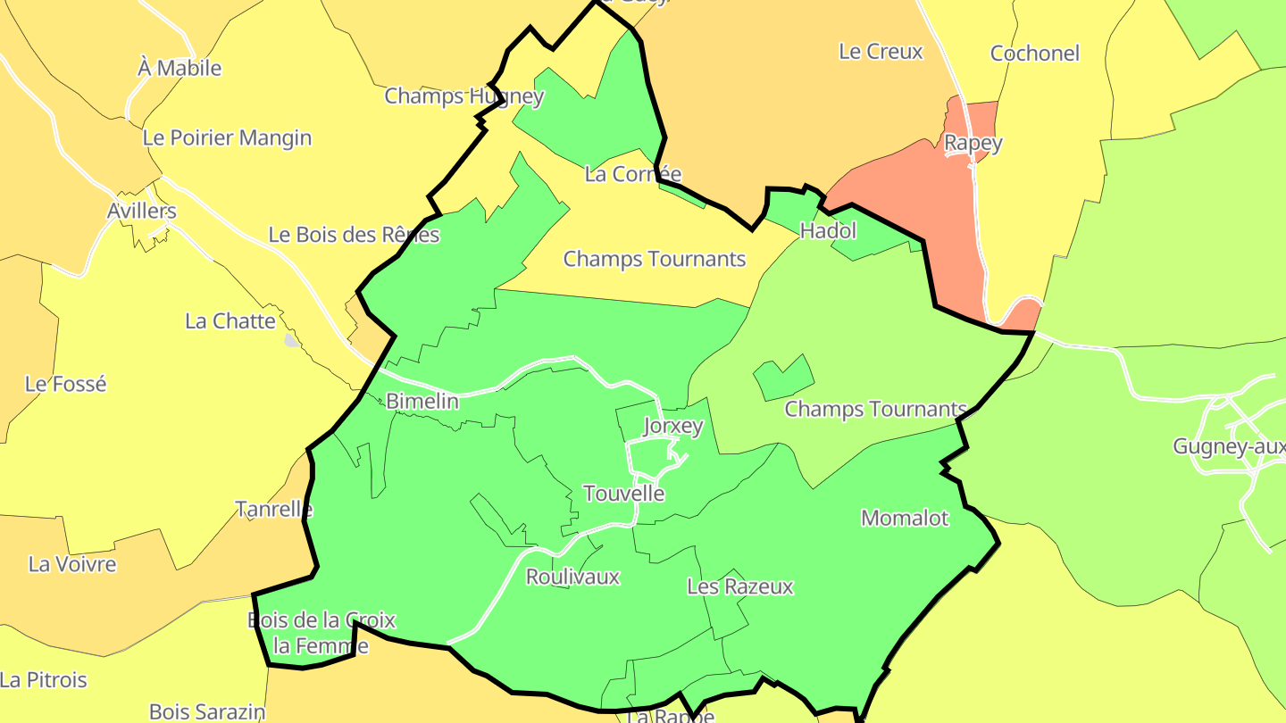 Carte des prix de l'immobilier Jorxey