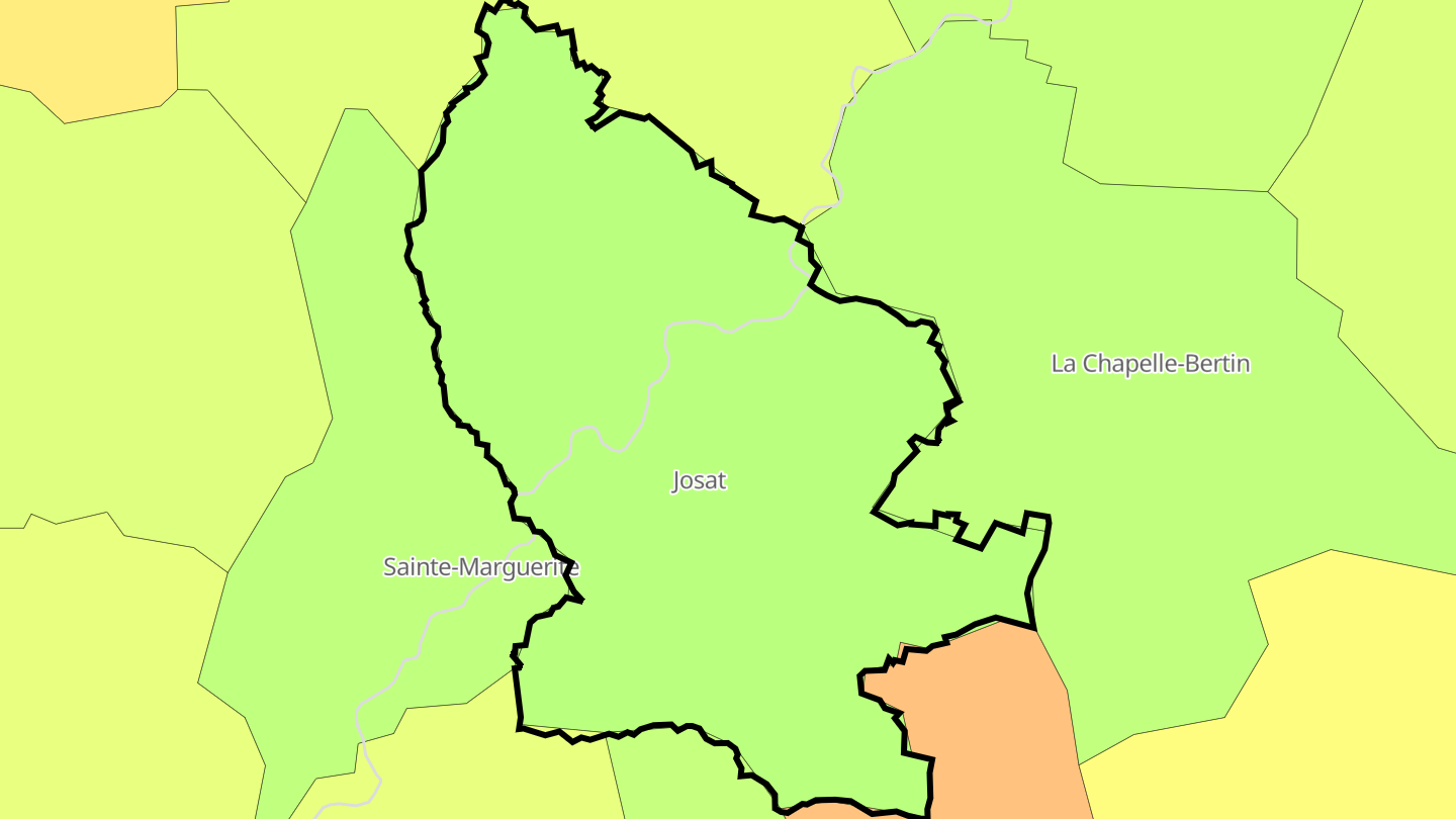 Carte des prix de l'immobilier Josat