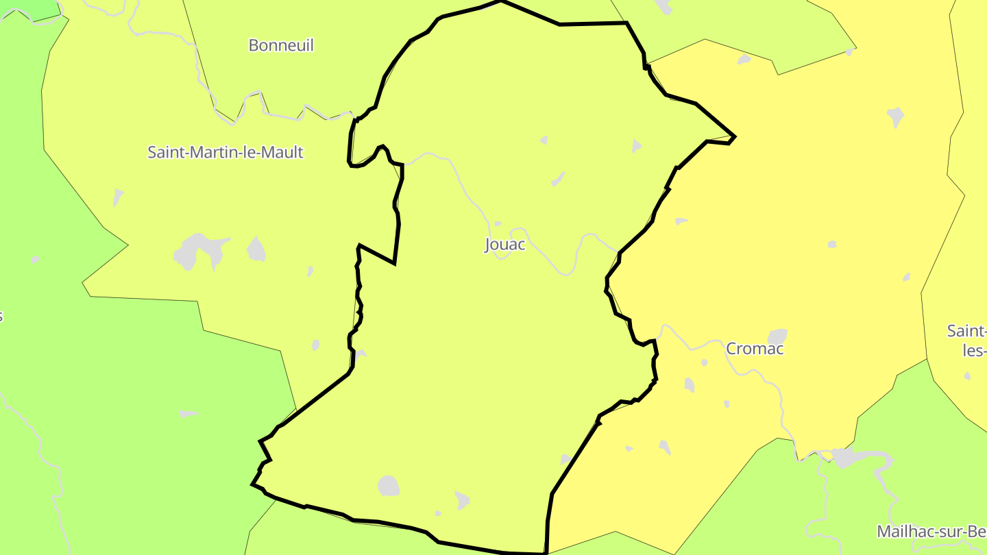 Carte des prix de l'immobilier Jouac