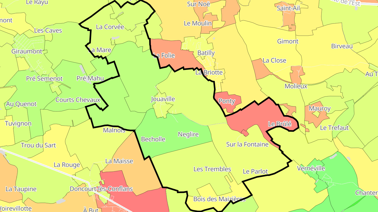 Carte des prix de l'immobilier Jouaville