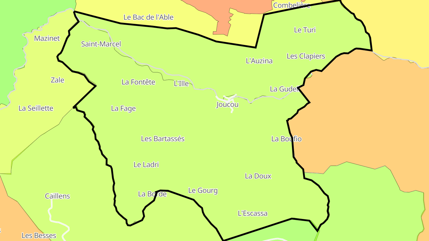 Carte des prix de l'immobilier Joucou