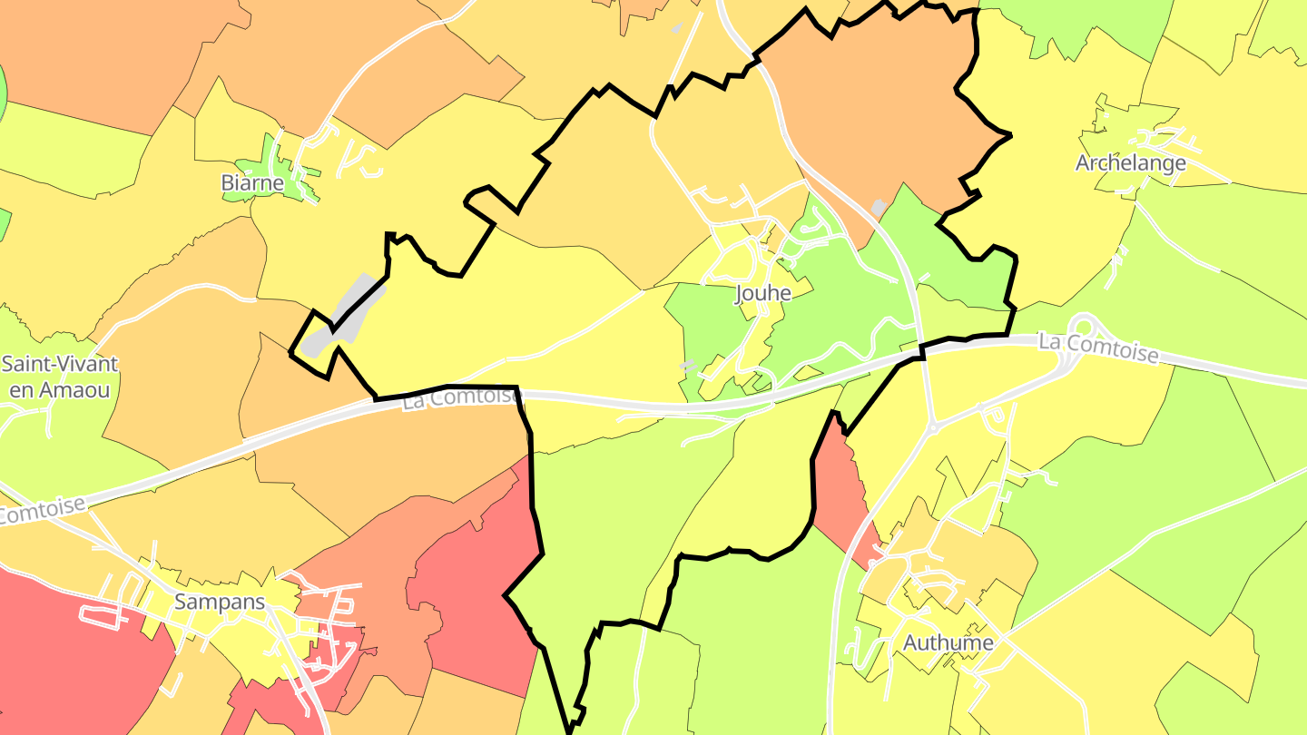 Carte des prix de l'immobilier Jouhe