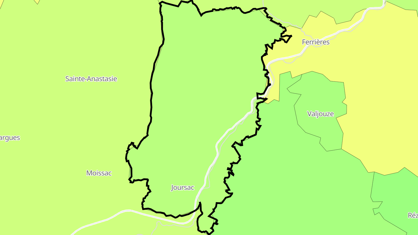 Carte des prix de l'immobilier Joursac