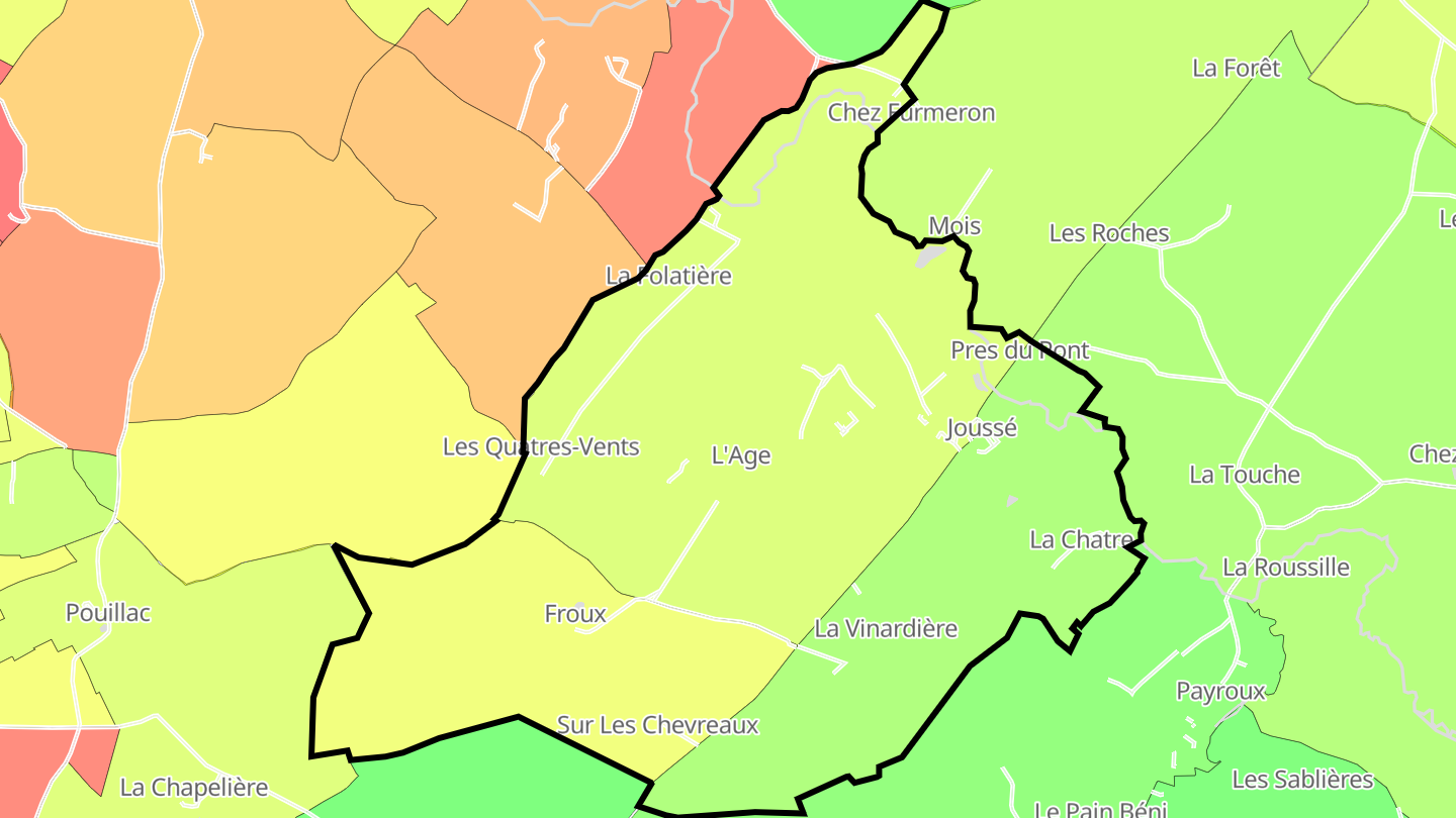 Carte des prix de l'immobilier Joussé
