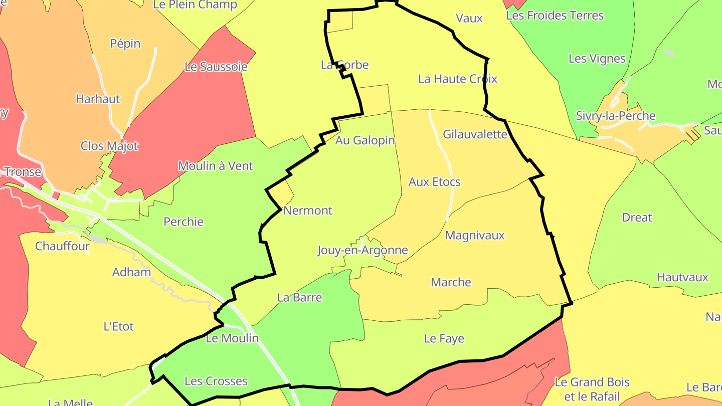 Carte des prix de l'immobilier Jouy-en-Argonne