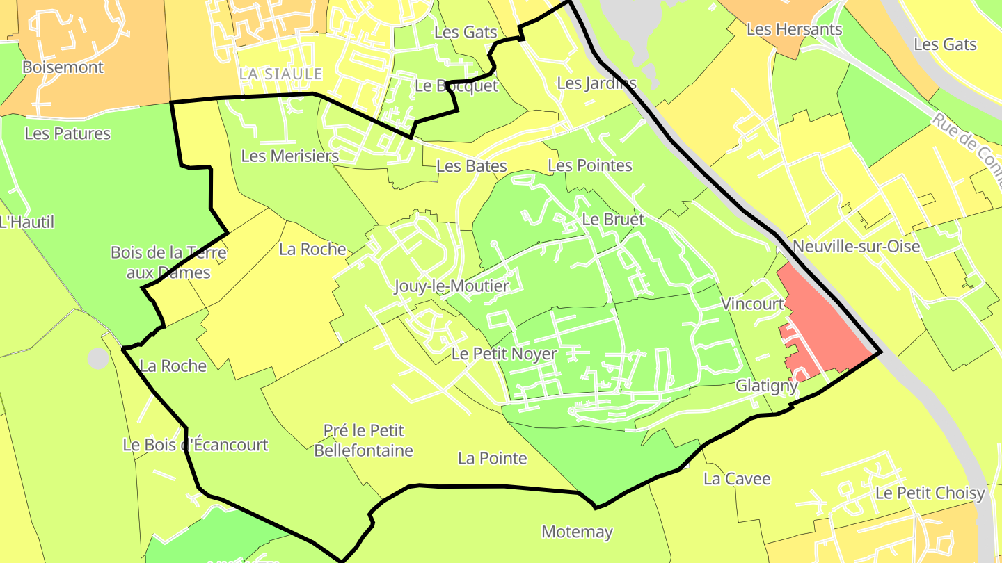 Carte des prix de l'immobilier Jouy-le-Moutier