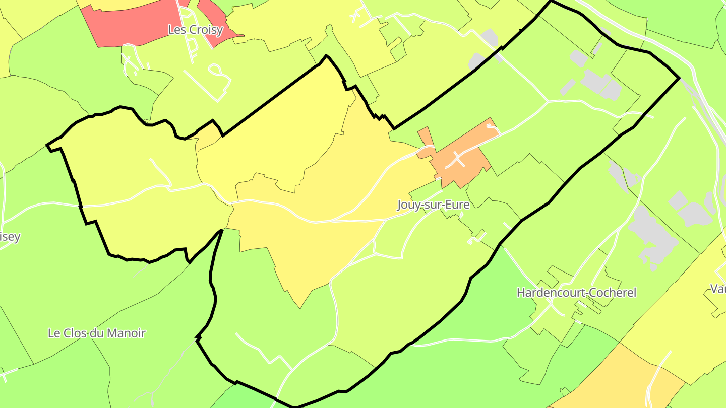 Carte des prix de l'immobilier Jouy-sur-Eure