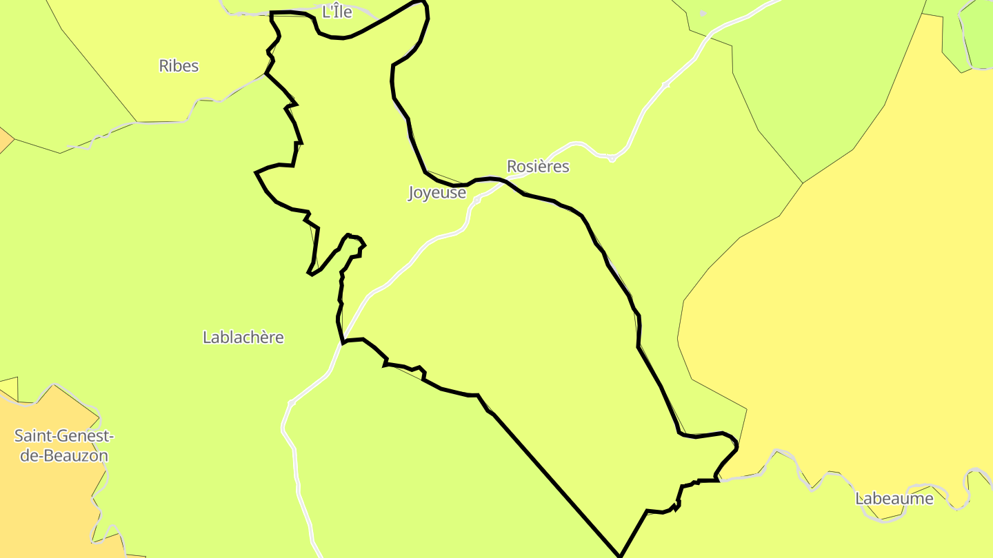 Carte des prix de l'immobilier Joyeuse