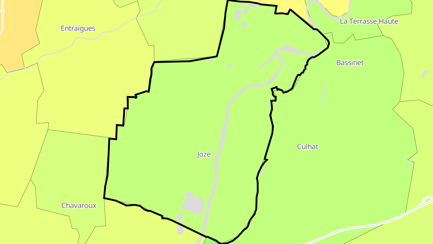 Carte des prix de l'immobilier Joze