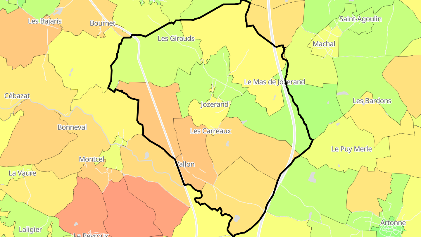 Carte des prix de l'immobilier Jozerand