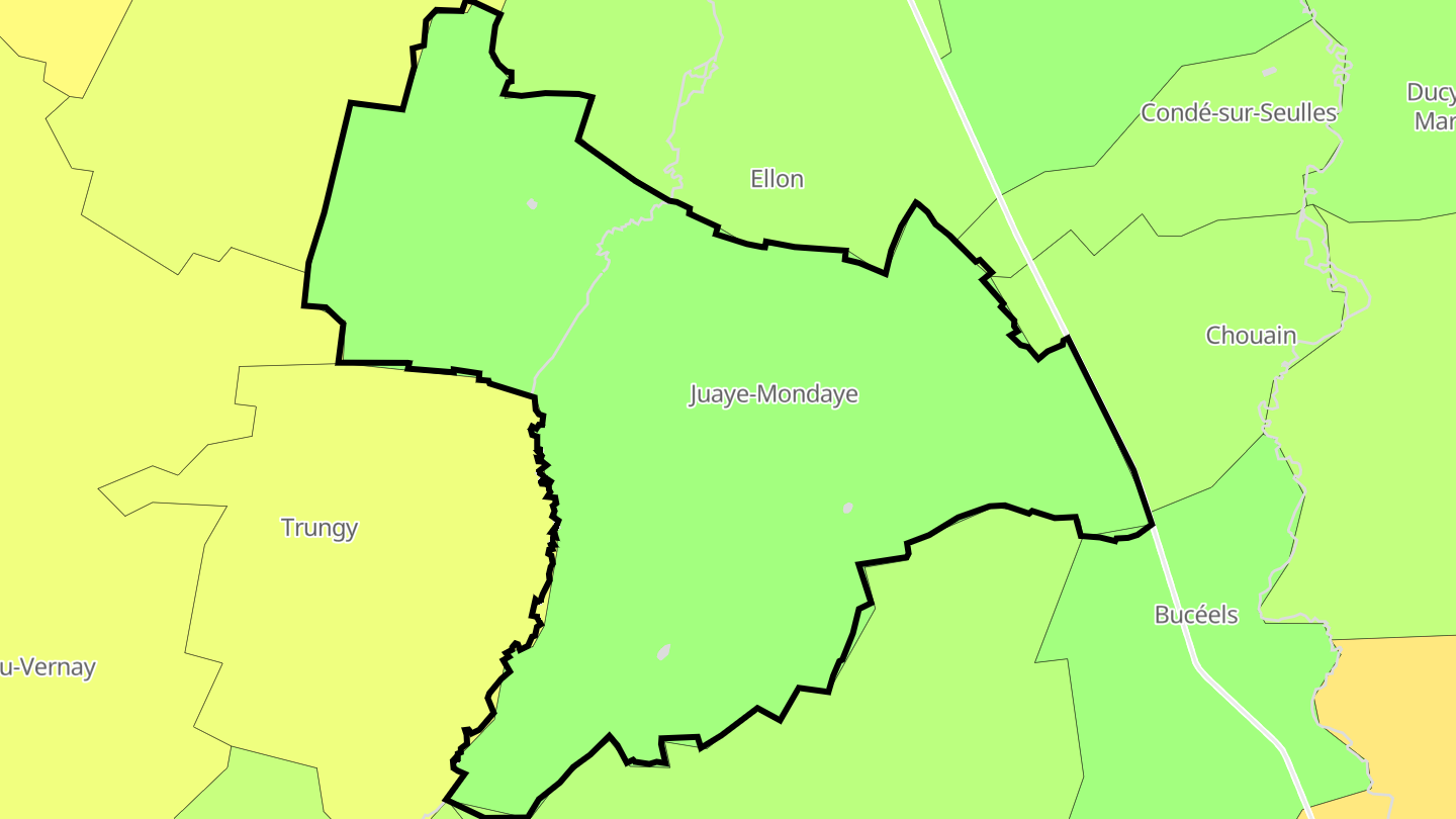 Carte des prix de l'immobilier Juaye-Mondaye