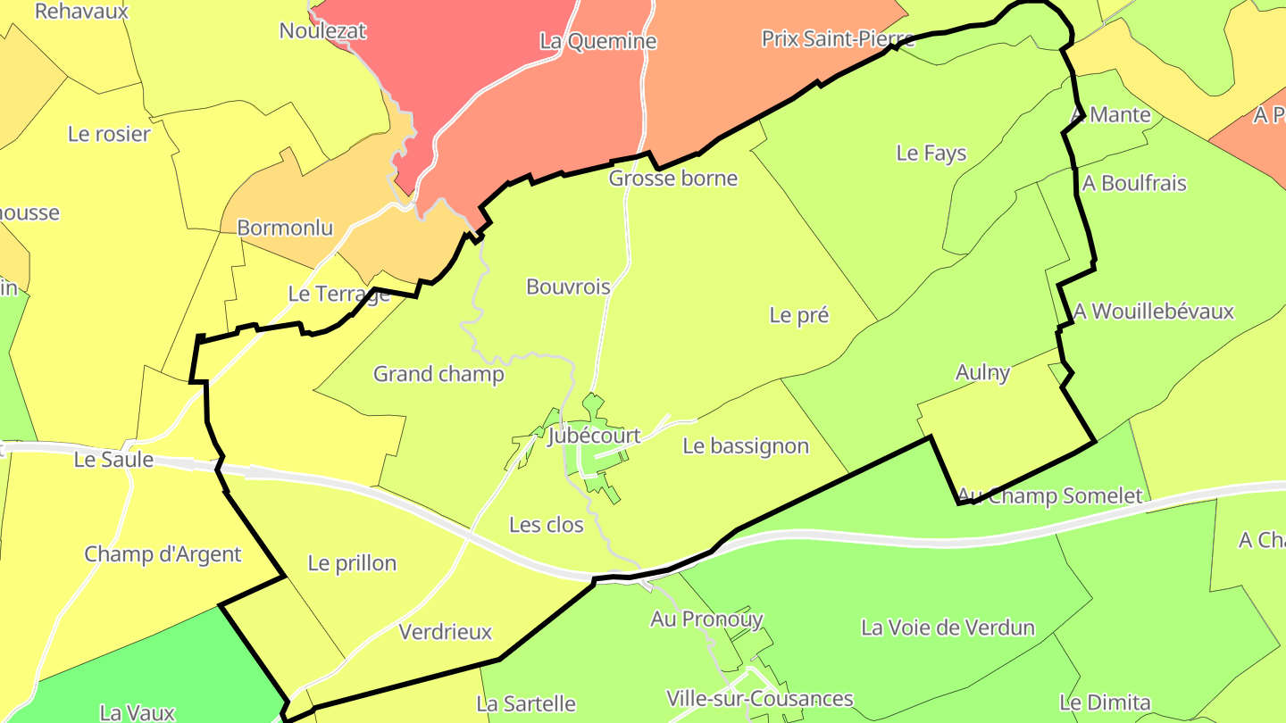 Carte des prix de l'immobilier Jubécourt