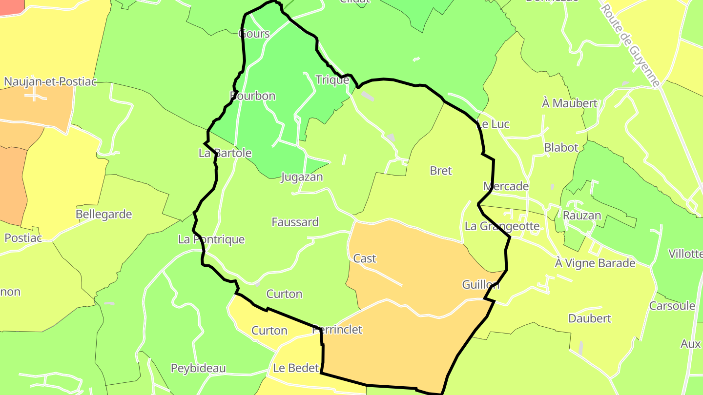 Carte des prix de l'immobilier Jugazan