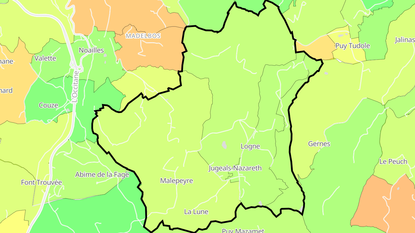 Carte des prix de l'immobilier Jugeals-Nazareth