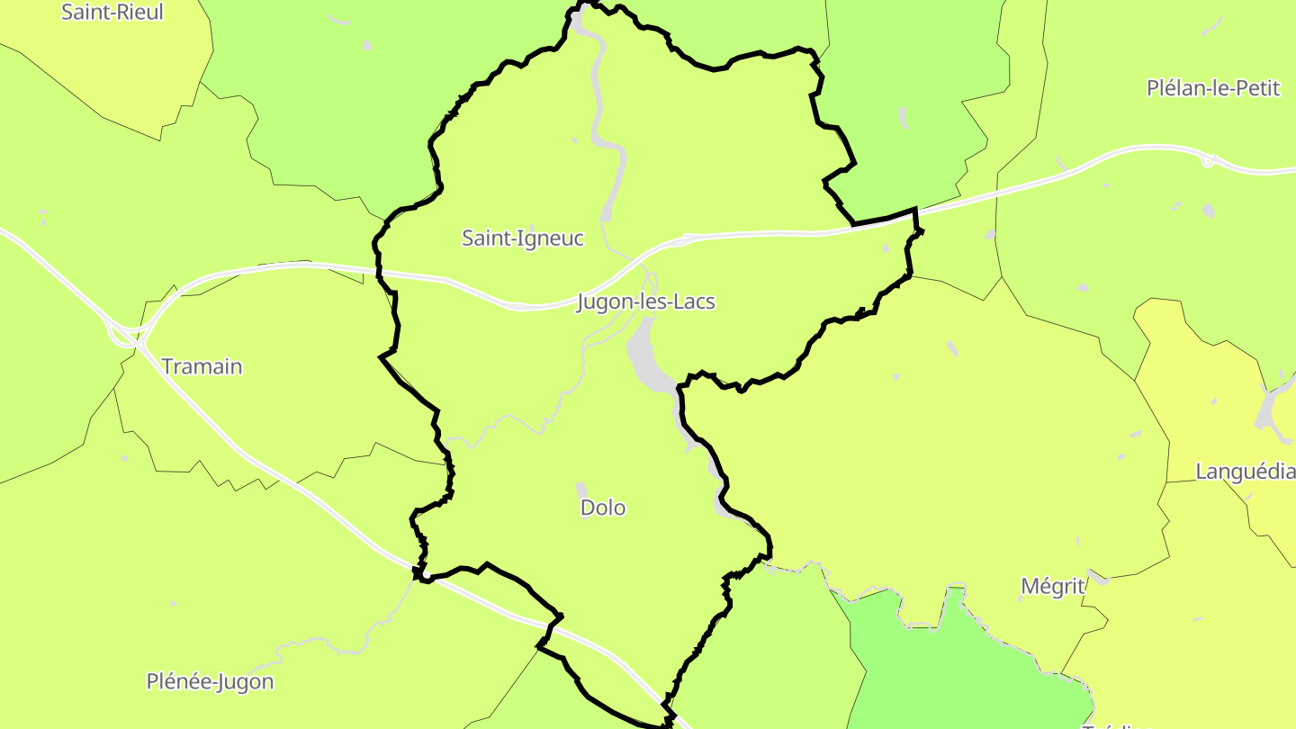 Carte des prix de l'immobilier Jugon-les-Lacs