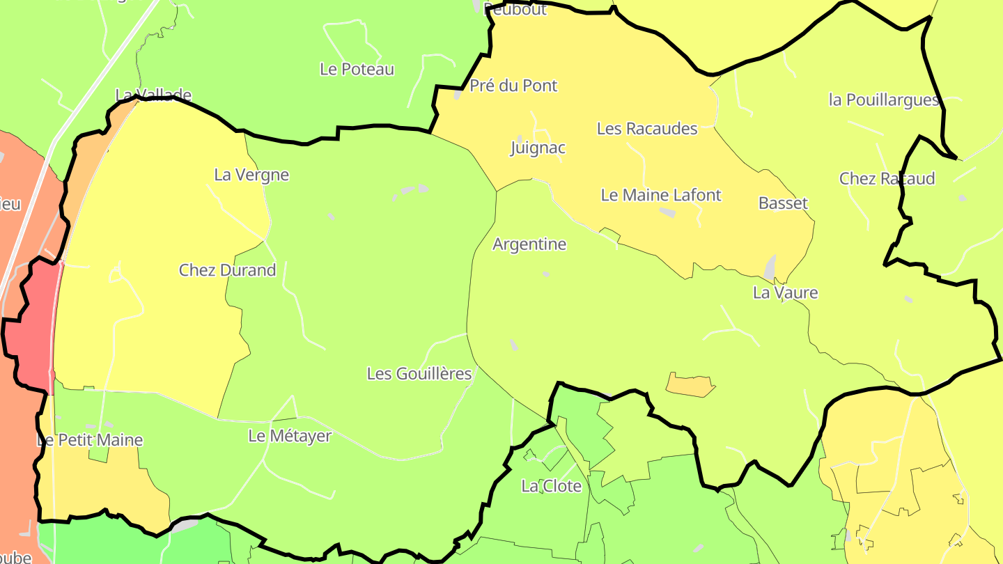 Carte des prix de l'immobilier Juignac