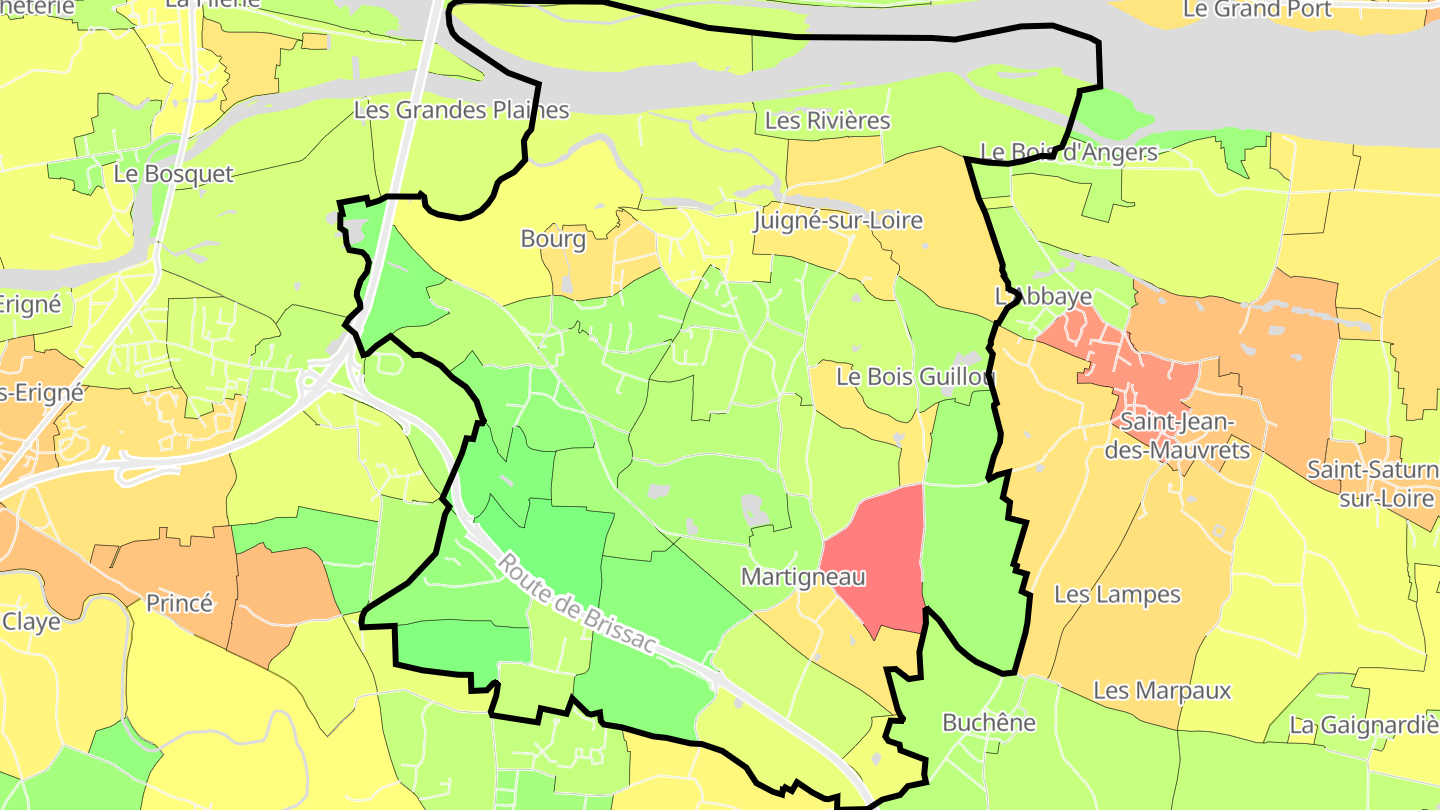 Carte des prix de l'immobilier Juigné-sur-Loire