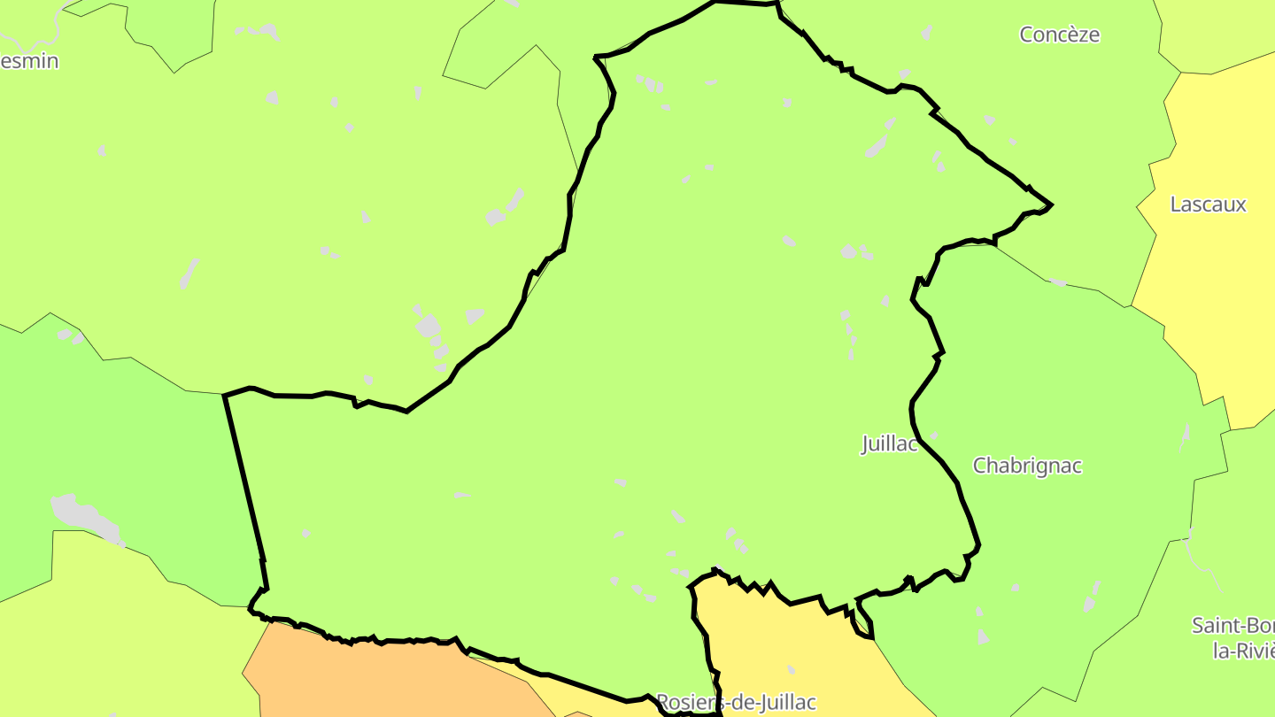 Carte des prix de l'immobilier Juillac