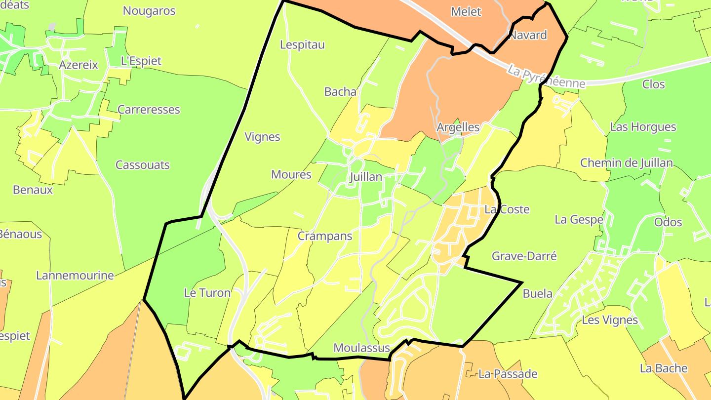 Carte des prix de l'immobilier Juillan