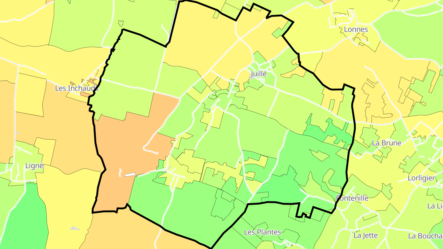 Carte des prix de l'immobilier Juillé