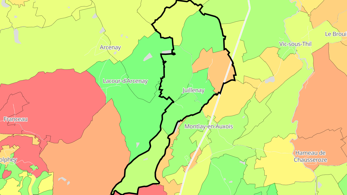 Carte des prix de l'immobilier Juillenay