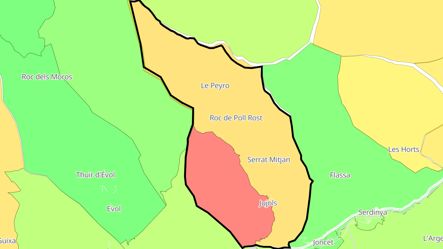 Carte des prix de l'immobilier Jujols