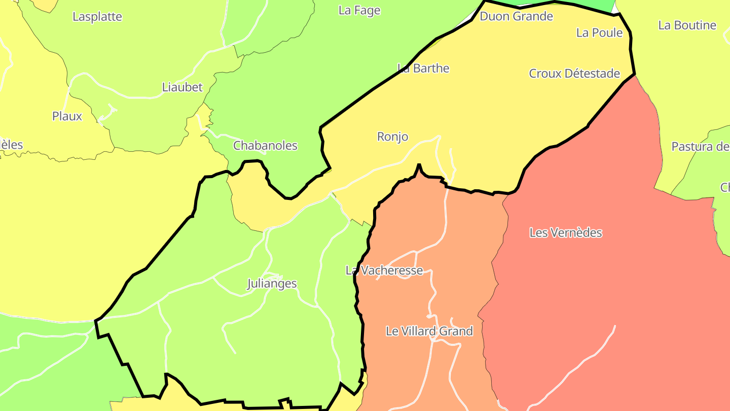 Carte des prix de l'immobilier Julianges